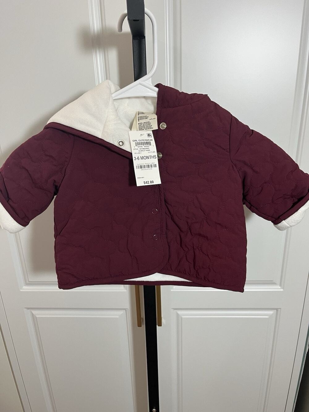 NWT New First Impressions Girls Maroon Jacket Soft Fleece Ears Hood 3/6 Months